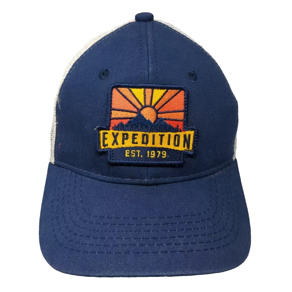 George Trucker Hat Blue White One Size Expedition Patch Mesh Snapback Outdoor